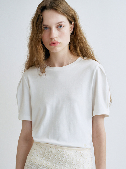 S Puff Sleeve Half Tshirt_White