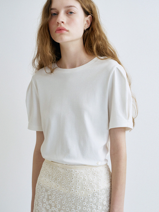 S Puff Sleeve Half Tshirt_White