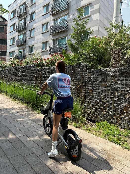 SMALL HEARTTRACK OVER FIT TEE_SKYBLUE