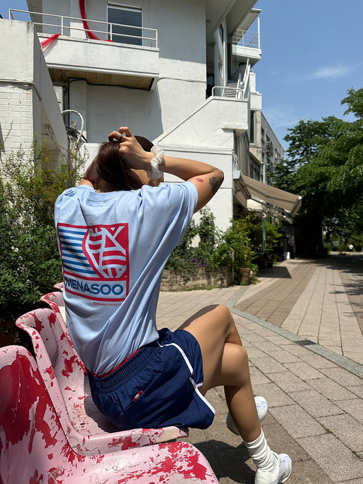 SMALL HEARTTRACK OVER FIT TEE_SKYBLUE