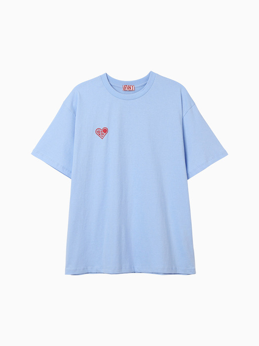 SMALL HEARTTRACK OVER FIT TEE_SKYBLUE