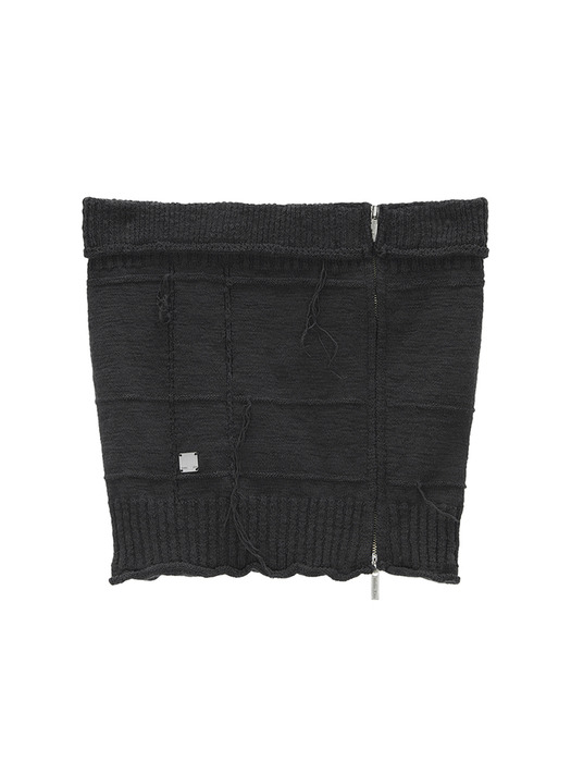 NATURAL DAMAGE ZIP UP TUBE TOP IN CHARCOAL