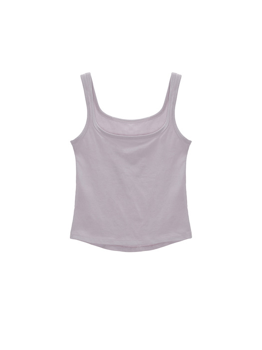 SQUARE NECK SLEEVELESS LOGO TOP IN LILAC