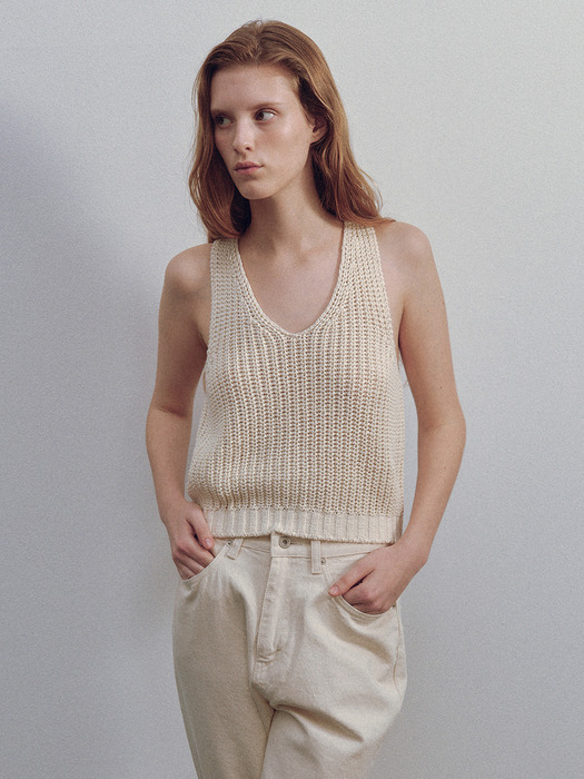 Greta knit top (Ivory)