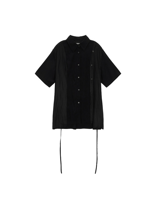 STRAP POINT BUTTON HALF SHIRTS IN BLACK