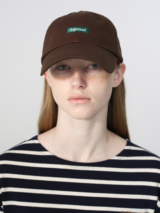 box logo washed cap - dark brown