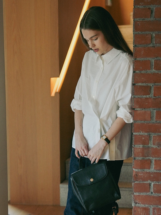 Side button slit wrap shirt_Ivory