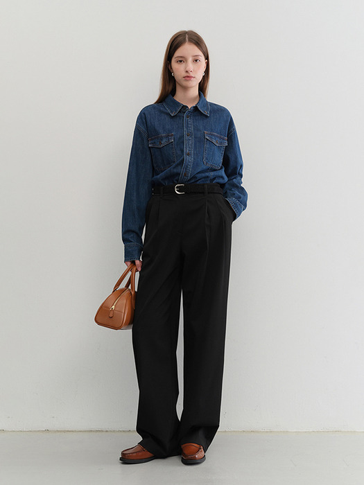 UNISEX CLASSIC DENIM SHIRT MIDNIGHT BLUE_UDSH5C101B3