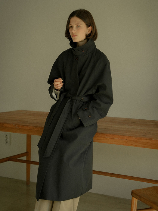 Ash cotton trench coat_Navy