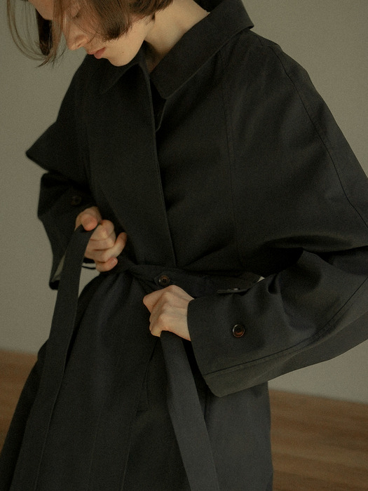 Ash cotton trench coat_Navy