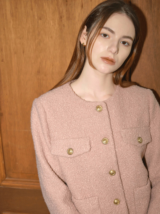 Lautre Emma Pink Beige Boucle Jacket