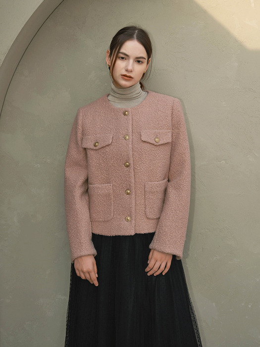 Lautre Emma Pink Beige Boucle Jacket