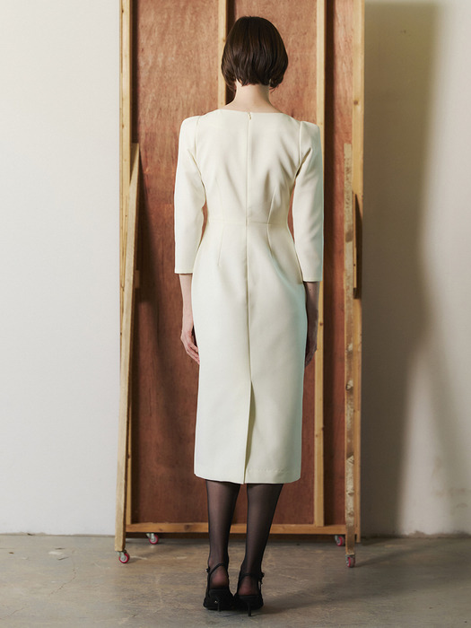 L.Sleeve Refined Pocket Dress_Cream