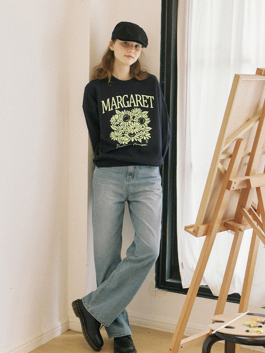 Margaret Sunflower Sweatshirt - Navy