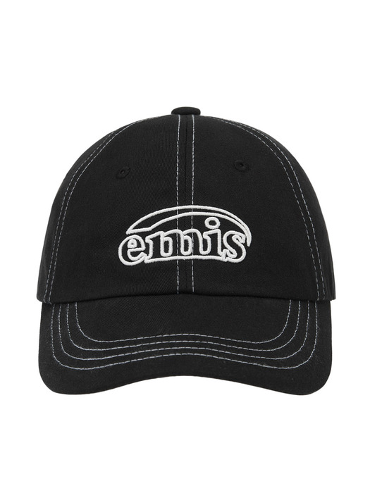 WHITE STITCH BALL CAP-BLACK