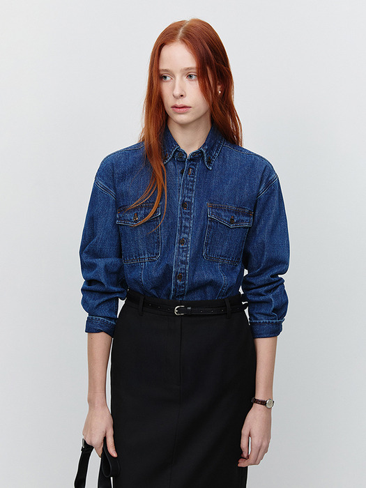 UNISEX CLASSIC DENIM SHIRT MIDNIGHT BLUE_UDSH5A101B3