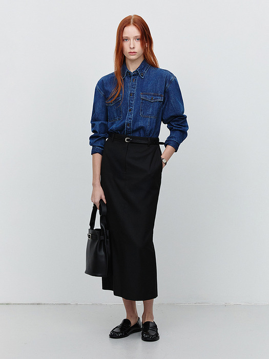 UNISEX CLASSIC DENIM SHIRT MIDNIGHT BLUE_UDSH5A101B3