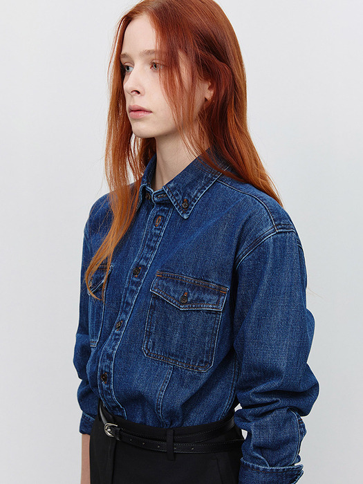 UNISEX CLASSIC DENIM SHIRT MIDNIGHT BLUE_UDSH5A101B3