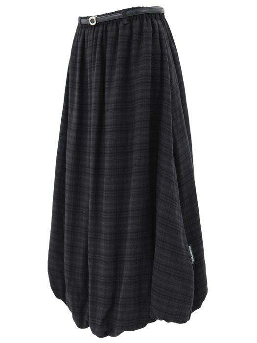 AIR SKIRT IN BLACK (소가죽 벨트포함)(벌룬 미디 스커트)