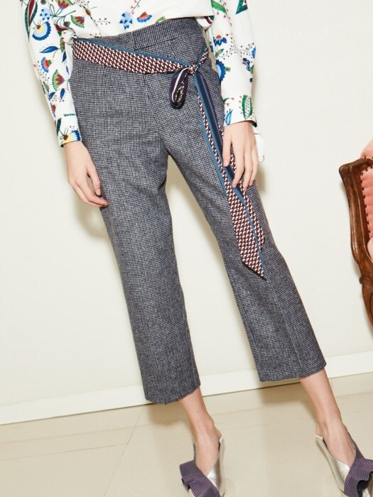 Long Belted Check Pants