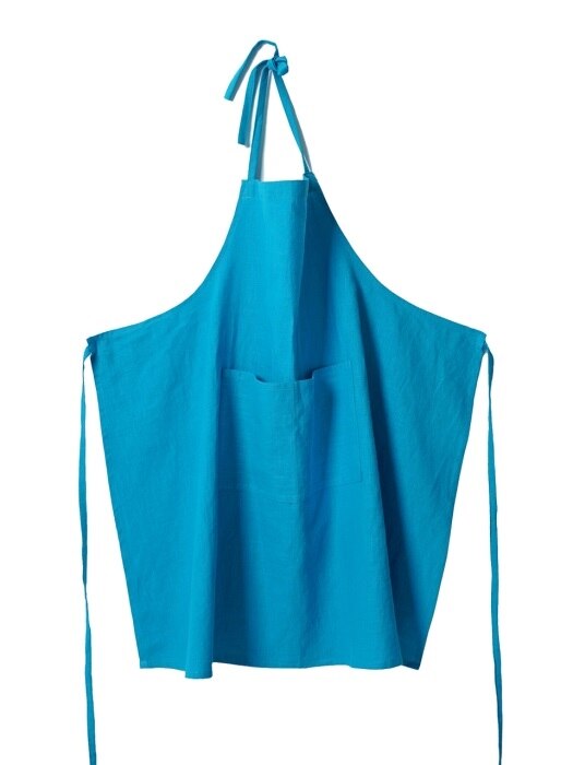 APRON-WASHED LINEN, AQUA BLUE