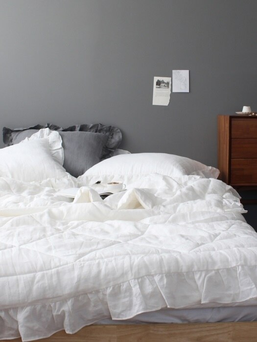 Linen fill bedding set_white (Q)