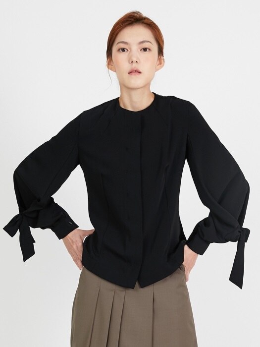 POER RIBBON BLOUSE_BLACK