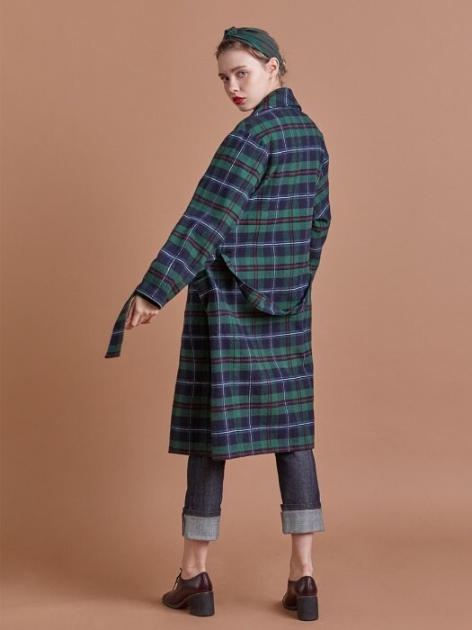 코튼 체크 로브 / COTTON CHECK ROBE_Green_W