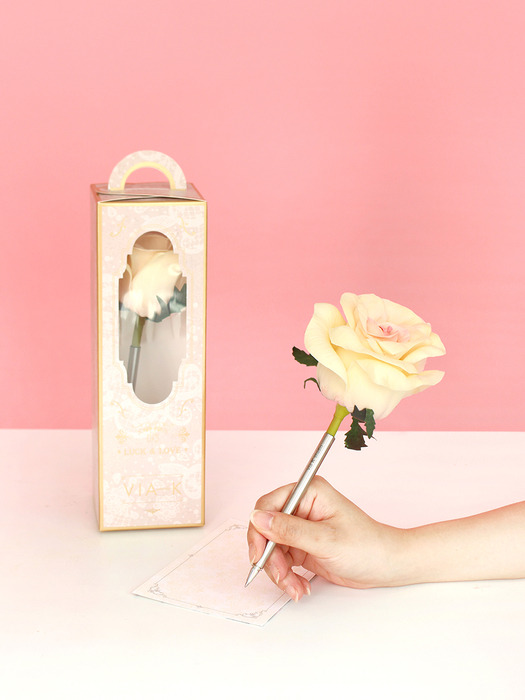White pink elegance rose flower pen