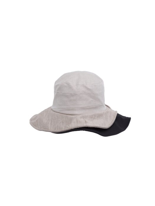 Double brim wide hat - Ivory mix