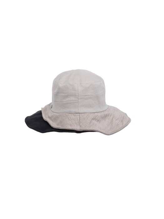 Double brim wide hat - Ivory mix