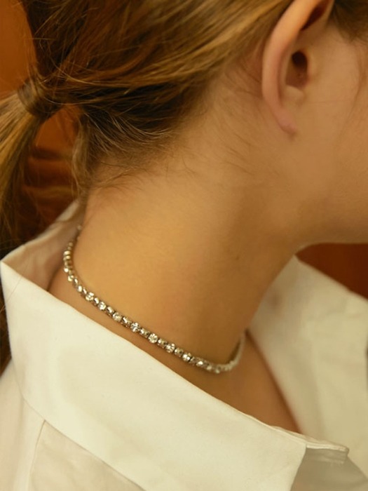 silver cubic choker