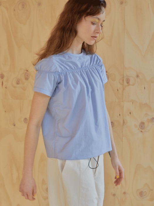 19ss - Shirring blouse - zen blue