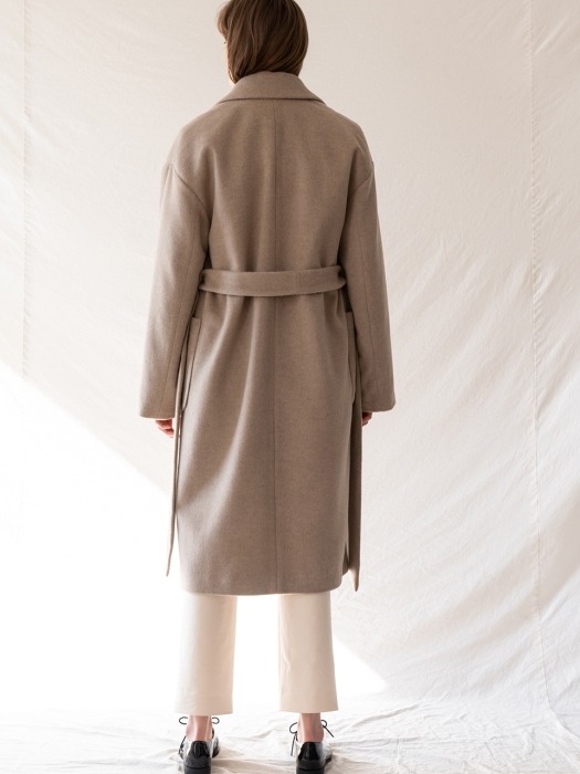 FW19 Raccoon Blended Wool Coat Light-beige