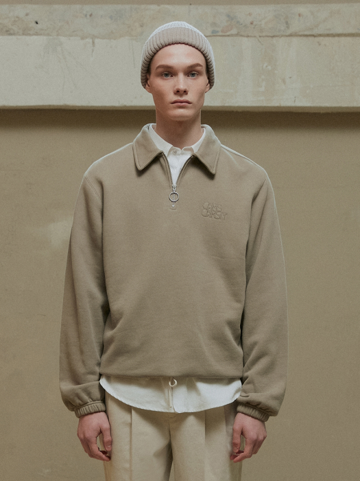 KHAKI HALF-ZIP COLLAR SWEATSHIRT (TC1TSVF0804)