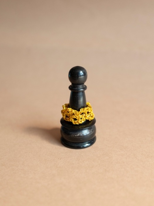 Metalic knit lace ring (yellow)