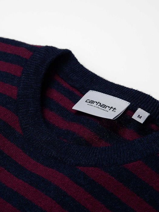 HALDON SWEATER_HALDON STRIPE, DARK NAVY/MERLOT