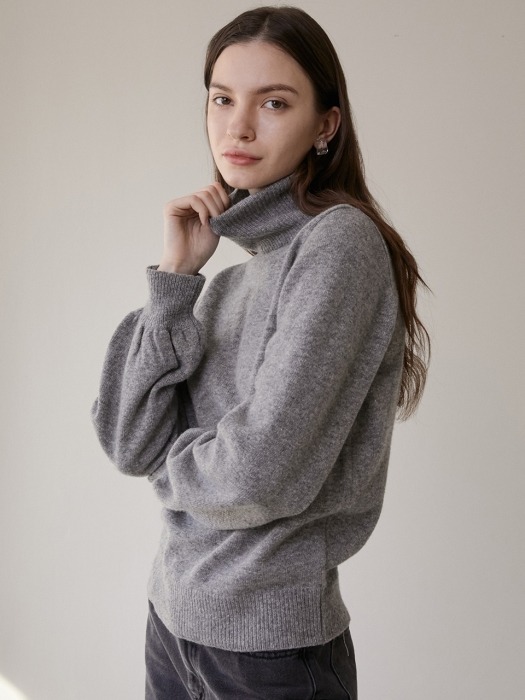 comos287 cashmere puff turtleneck knit (grey)