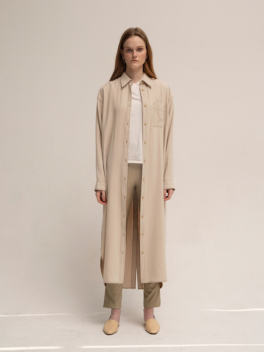 LONG SHIRT DRESS(LIGHT BEIGE)