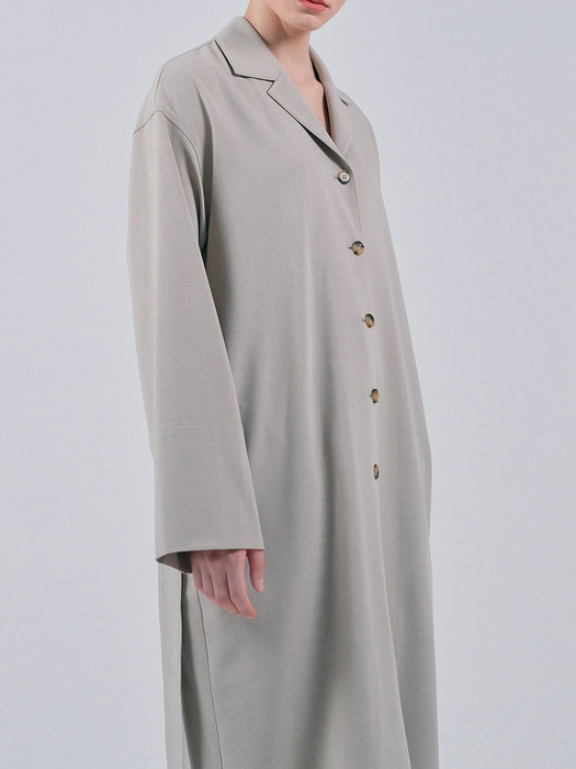 WOOL BELTED DRESS COAT - BEIGE