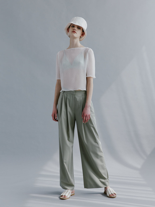 Pleated Wide Pants_Olive