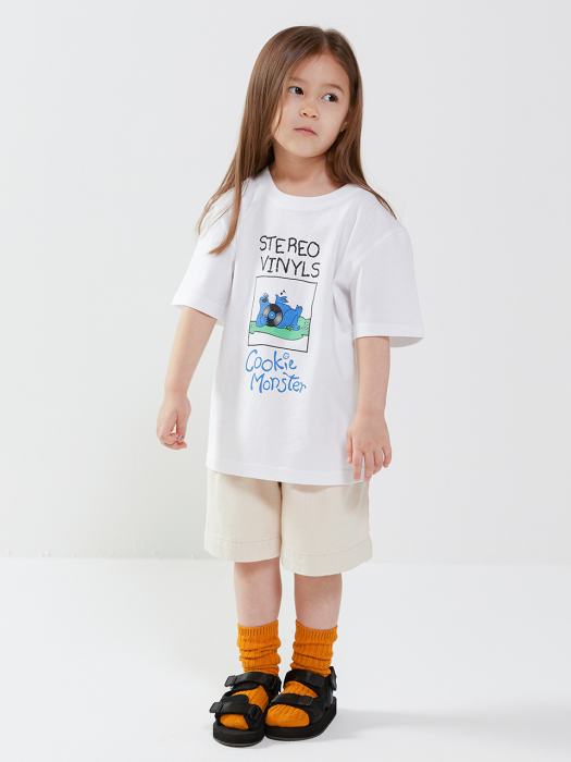 [SM20 SV X Sesame Street] Cookie Monster T-Shirts for Kids(White)