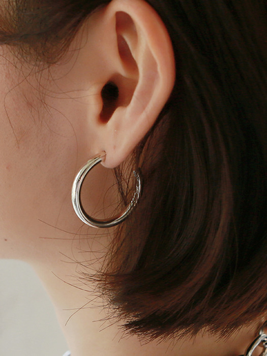 rounding ring earring-silver (silver925)
