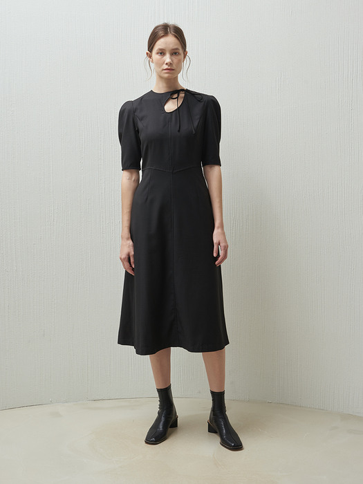 NEW CARINI Silk Wool Black Dress
