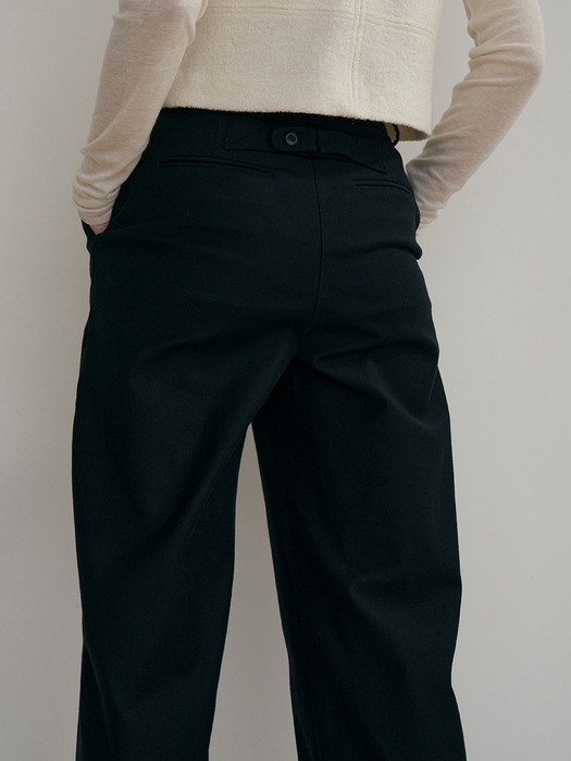 cotton curved pants (black)