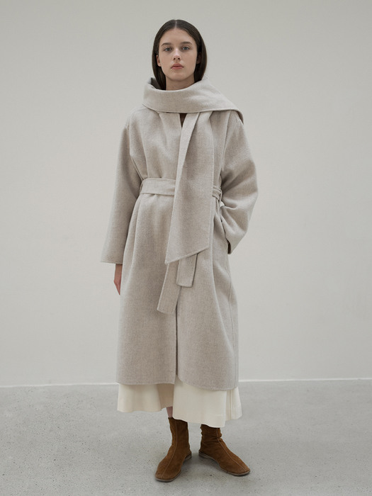 Muffler hooded wrap coat