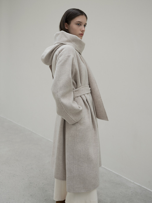 Muffler hooded wrap coat