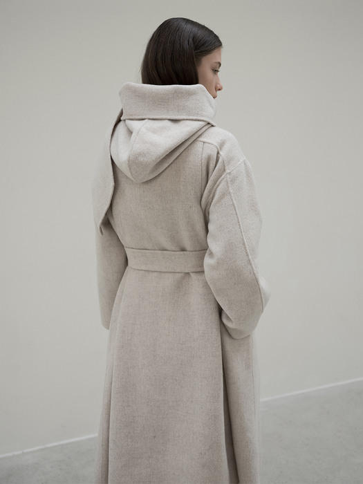 Muffler hooded wrap coat