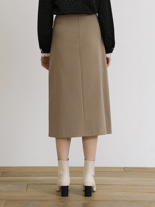 monts 1194 wide pleats skirt (cocoa beige)