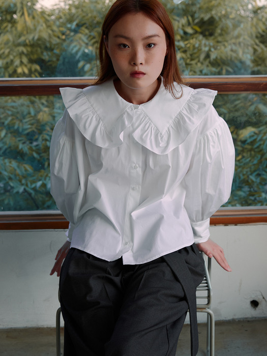 Colette Ruffle Collar Blouse (White)